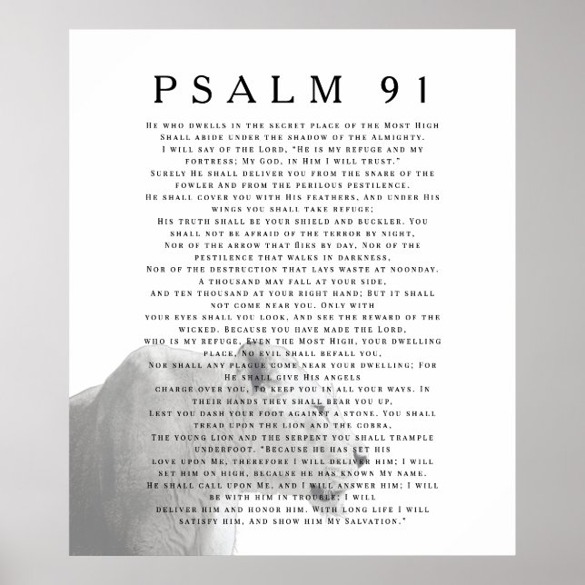 Poster Psalm 91 Lion Christian Bíblia Verse Art (Frente)