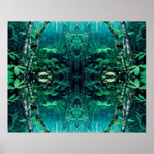 Poster psicadélico da floresta húmida