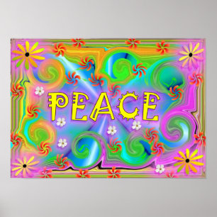 Poster psicadélico da paz