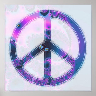poster psicadélico do sinal de paz