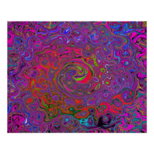 Póster Psicodélica Groovy Magenta Retro Líquido