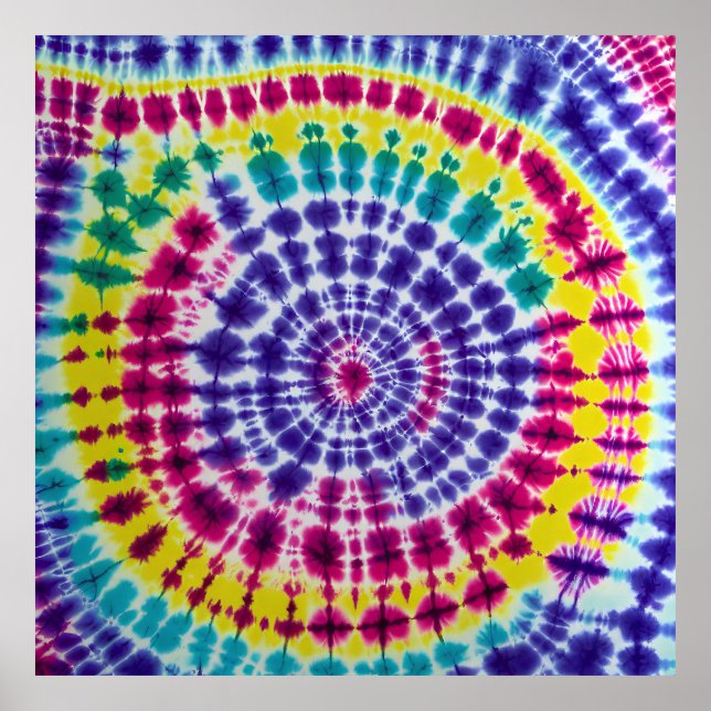 Poster Psicodélica Radial Batik Tie Dye Abstrato Art (Frente)
