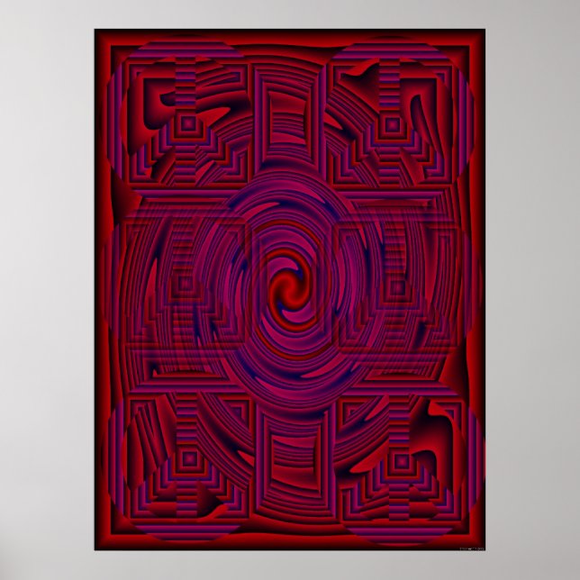 Póster Psicodélico com Padrão Vermelho (Frente)