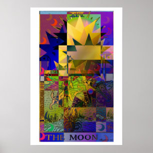 Poster Psicodélico da Placa de Tarot da Lua