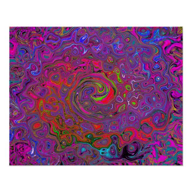 Póster Psicodélico Groovy Magenta Retro Líquido (Frente)