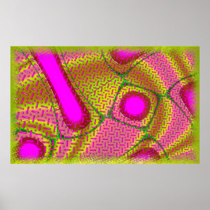 Poster Psicodélico Rosa e Dourado