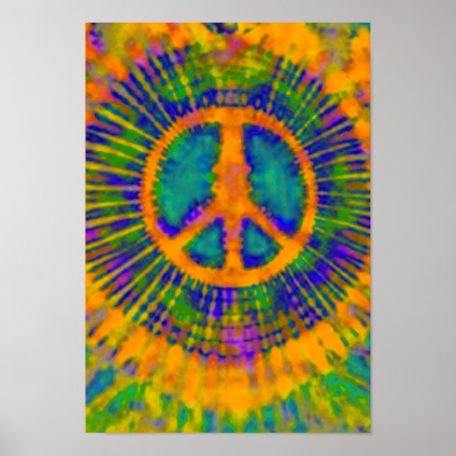 Póster Psicodélico Tie-Dye Sinal de Paz Bela Arte (Frente)