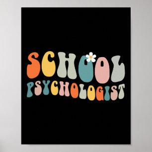 Poster Psicólogo Escolar Groovy Retro Vintage Psicólogo