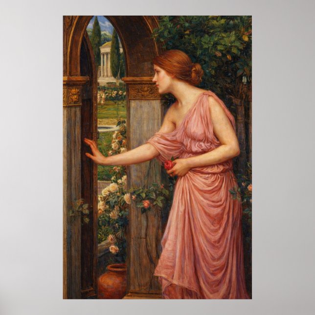 Poster Psique entrando no Jardim de Cupido por Waterhouse (Frente)