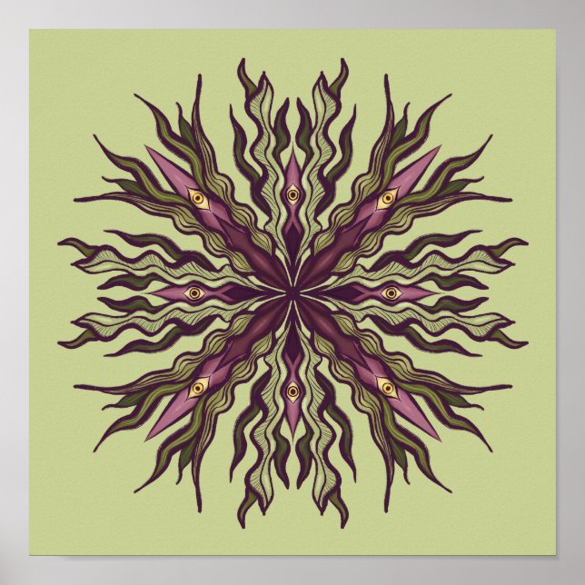 Poster Psychedelic Eye Plant - Surreal Botanical Mandala (Frente)