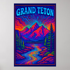 Poster Psychedelic Grand Teton