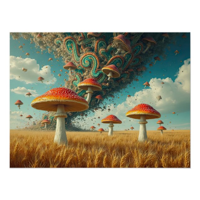 Póster Psychedelic Paisley Mushroom (Frente)