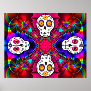 Poster Psychedelic Skulls