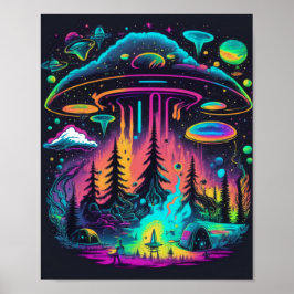 Poster Psychedelic UFO Fantasy Art