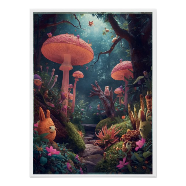 Póster psychedelic woodland poster (Frente)