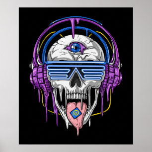 Poster Psytrance Rave Skull