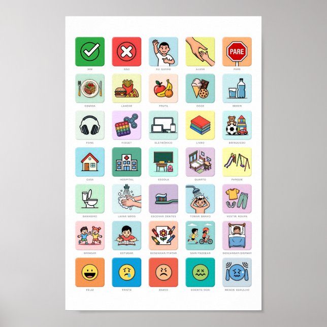 Poster PT-BR Autismo AAC PECS Apontando Comunicação 04 (Frente)