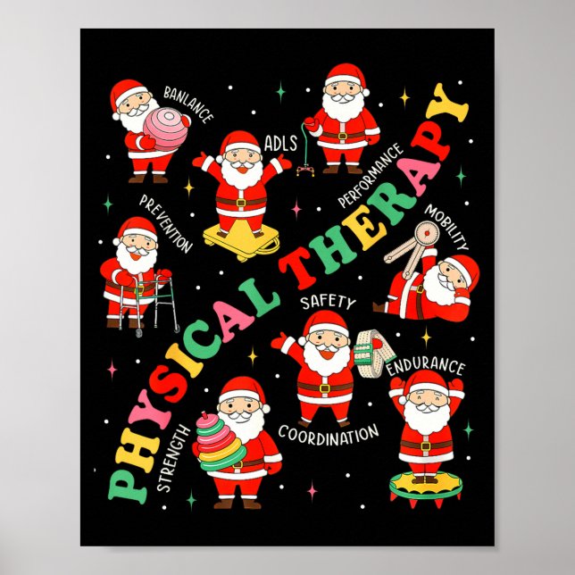 Poster Pt Christmas Physical Therapy Santa Therast Xmas P (Frente)