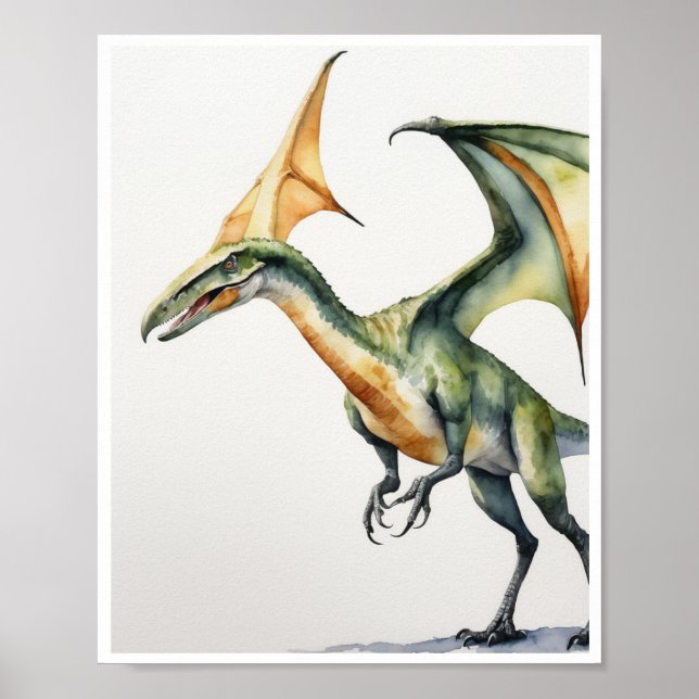 Poster Pteranodon Dinossaur Watercolor WallArt HomeDecor (Frente)