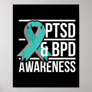 Poster Ptsd & Bpd Sensibilização, Teal E Faixa De Cin