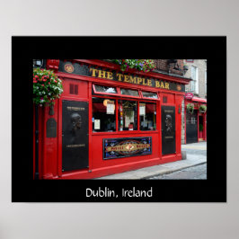 Póster Pub de Bar do Templo Vermelho em Dublin, texto pos