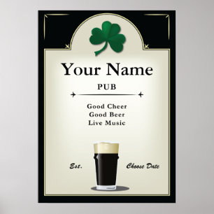 Póster Pub Sign, Irish Pub, Personalizado