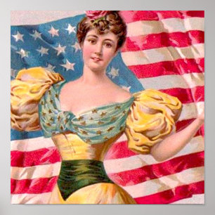 Póster Publicidade American Flag Vintage