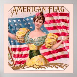 Póster Publicidade American Flag Vintage