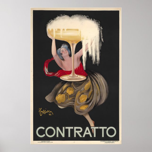 Poster Publicidade de Álcool Champagne Vintage Contratto (Frente)