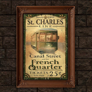 Poster Publicidade de Bonde de Rua Vintage de Nova Orlean