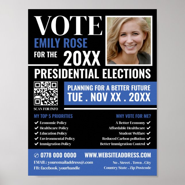 Poster Publicidade de Campaiger Político Estiço (Frente)