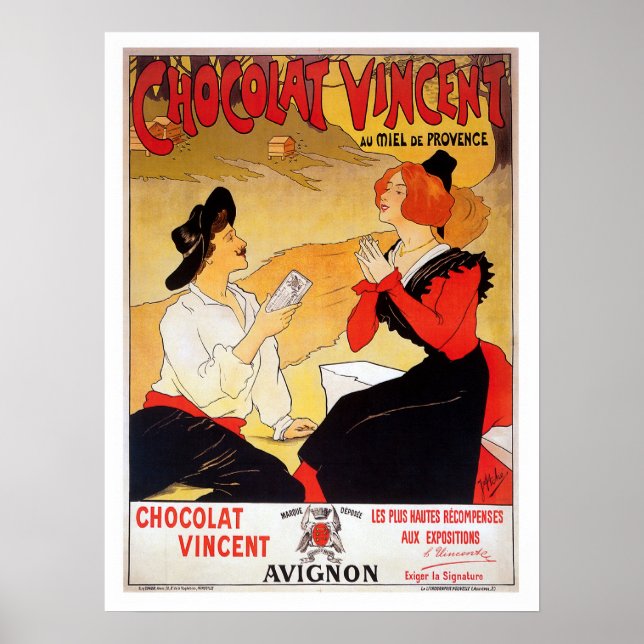 Poster Publicidade de chocolate francês Vintage (Frente)