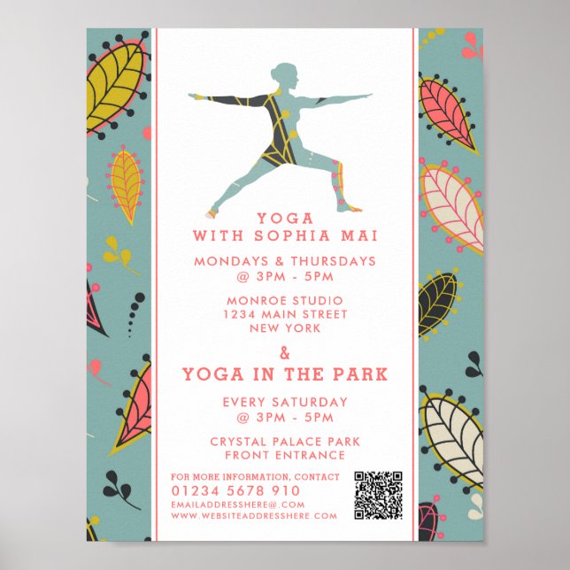 Poster Publicidade de classe Trendy Modern Boho Yoga (Frente)