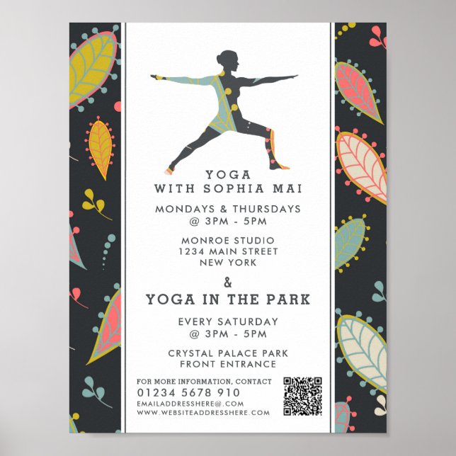 Poster Publicidade de classe Trendy Modern Boho Yoga (Frente)