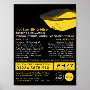 Poster Publicidade de Dumpster Amarelo, Skip/Dumpster Com