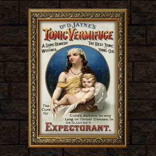 Poster Publicidade de Medicamento Vermífugo Antigo