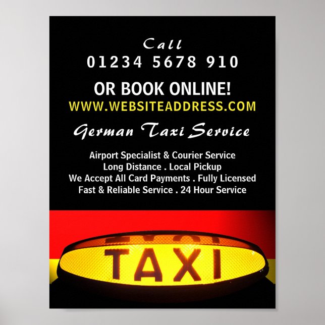Poster Publicidade de Sinalizador de Taxi Alemão (Frente)