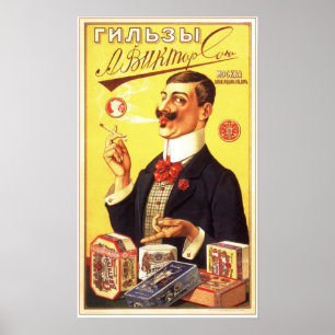 Póster Publicidade do Império Russo Cigarro 1900