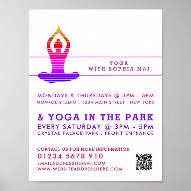 Poster Publicidade em Classe de Ioga em Faixa Vibrante (Frente)