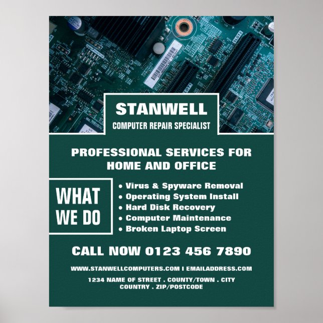 Poster Publicidade especializada em reparo de computador  (Frente)