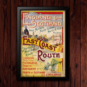 Poster Publicidade Ferroviária Vintage Inglaterra & Escóc