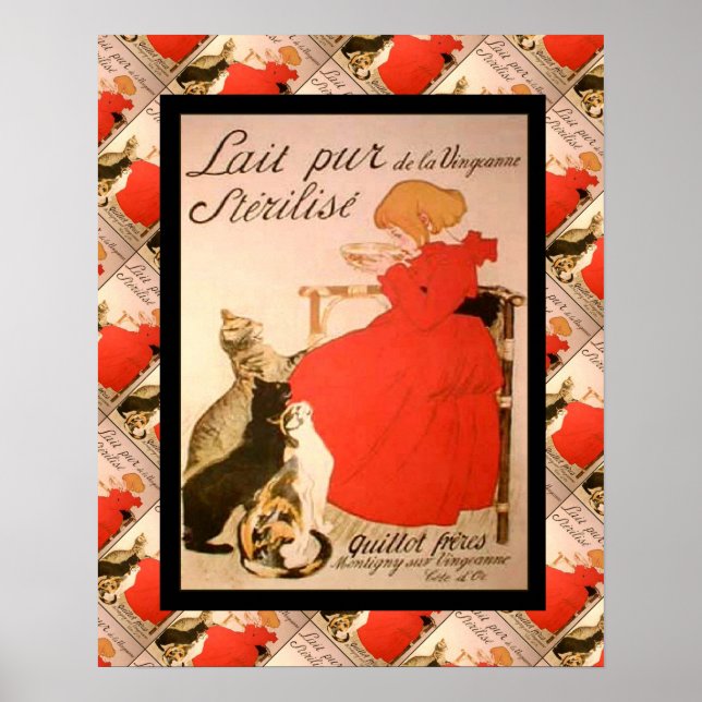 Póster Publicidade francesa Vintage, Lait Pur (Frente)