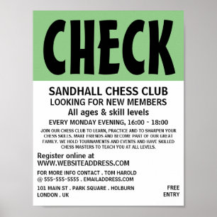 Poster Publicidade moderna do Chess Club