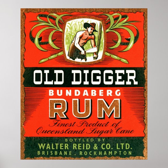 Póster Publicidade Vintage Australiana Rum. (Frente)