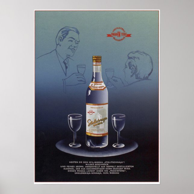 Póster Publicidade Vodka Stolichnaya soviética da URSS 19 (Frente)