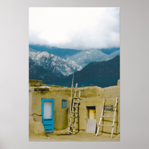 Póster Pueblo Taos e Montanhas
