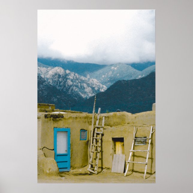 Póster Pueblo Taos e Montanhas (Frente)