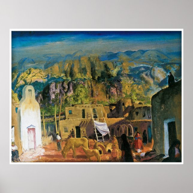 Poster Pueblo, Tesuque, número um de George Bellows 1917 (Frente)