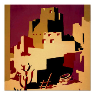 Póster Pueblos Antigos do Sudoeste Arte de Poster WPA
