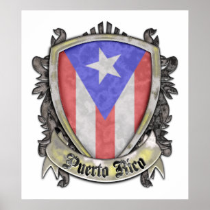 Póster Puerto Rico Flag - Shield Crest